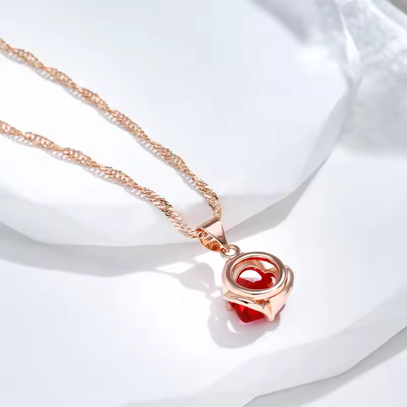 Kinel Red Zircon Rose Gold Necklace