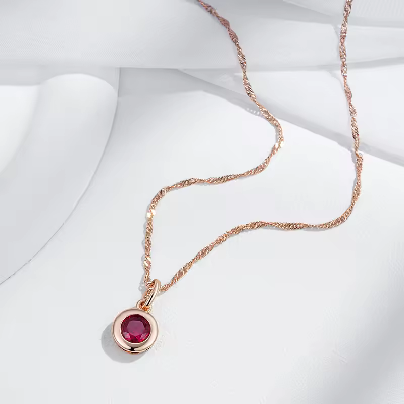 Kinel Red Zircon Rose Gold Necklace