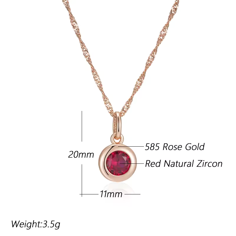 Kinel Red Zircon Rose Gold Necklace