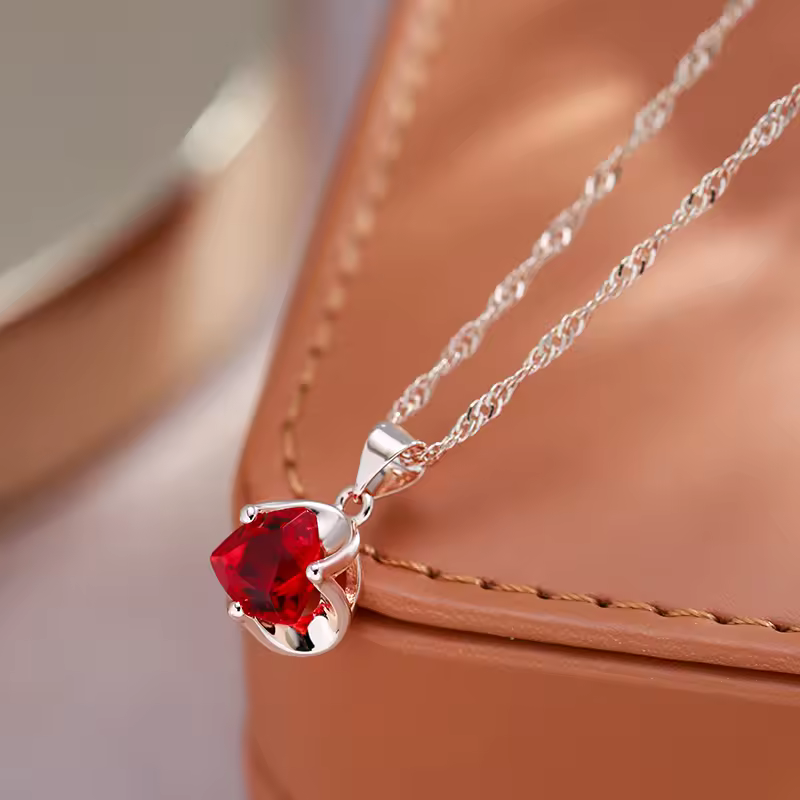 Kinel Red Zircon Rose Gold Necklace