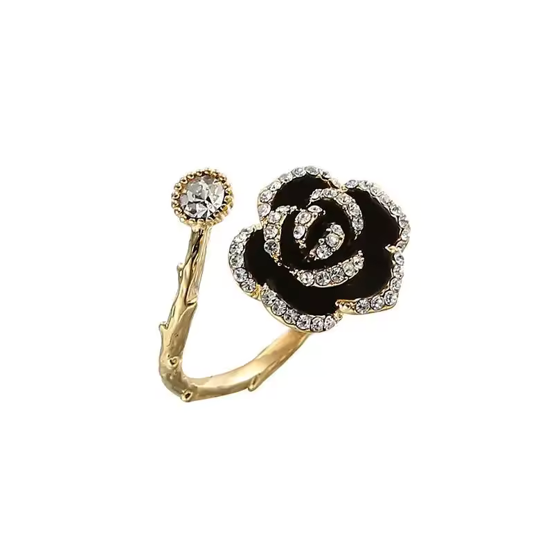 Korean Black Rose Zircon Ring