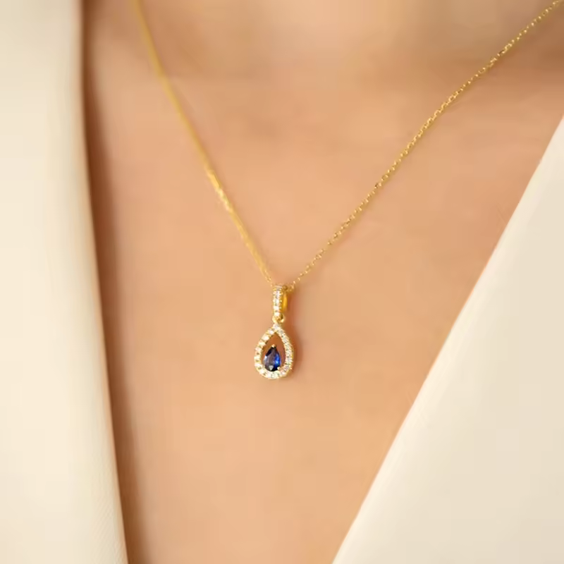 Elegant Blue Zircon Necklace