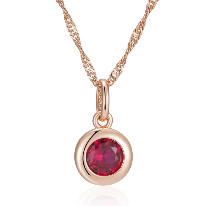 Kinel Red Zircon Rose Gold Necklace